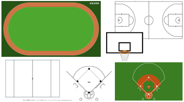 中1-3 素材 体育 コート図