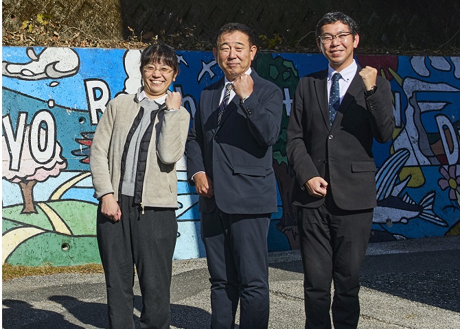 高知県南国市立北陵中学校 和田校長先生、田中教頭先生、前田先生