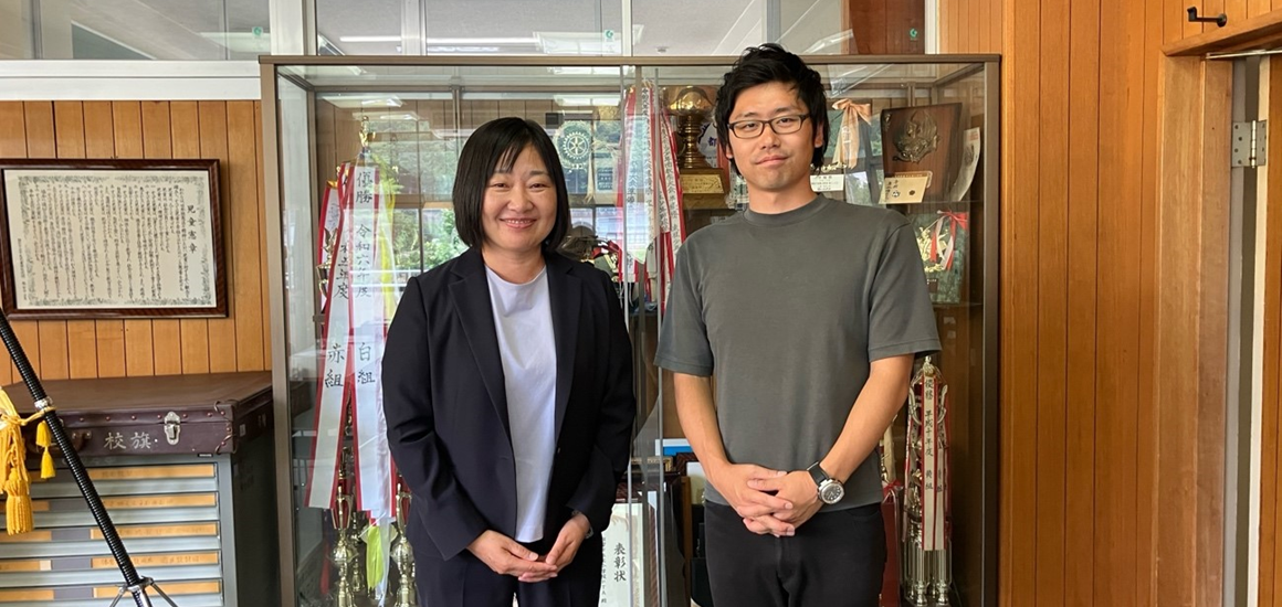 山梨県都留市立宝小学校 土屋百合香校長先生、藤本修平先生