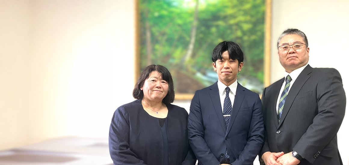 青森県十和田市立第一中学校 向中野校長先生、松尾教頭先生、坂本先生