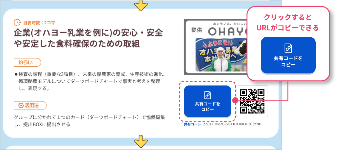 使いたいカードの共有コードをコピー