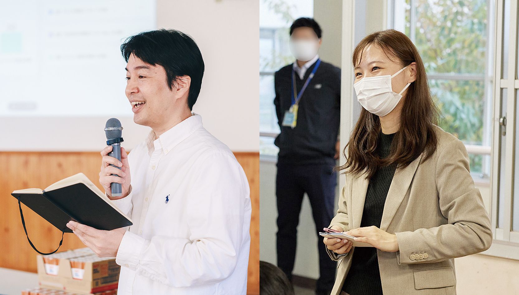 （左）UCCジャパン株式会社サステナビリティ推進室 室長　中村 知弘氏（右）UCCジャパン株式会社サステナビリティ推進室　山本 真菜氏