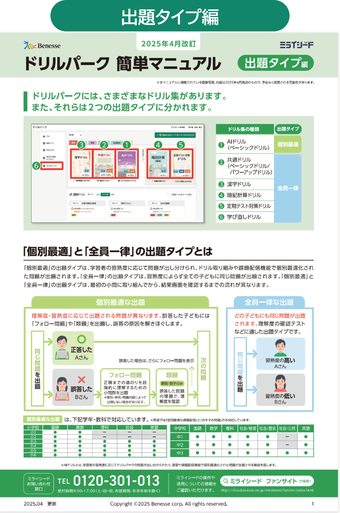 ドリルパーク簡単マニュアル出題タイプ版